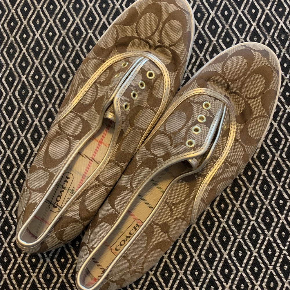 Coach Sneakers with Gold Leather Trim